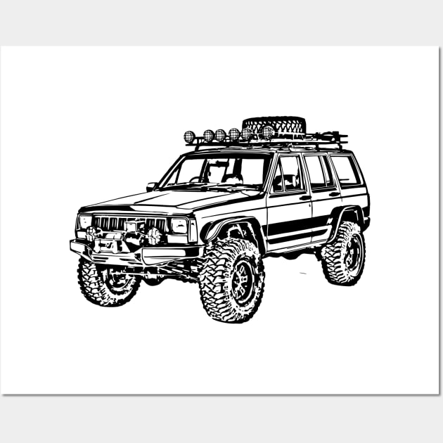 Cherokee XJ Adventure Sketch Art Wall Art by DemangDesign